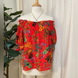 Tropical Floral Off-Shoulder Top